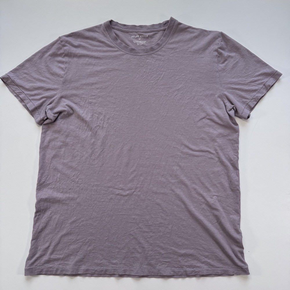 TAYLOR STITCH Organic Cotton Hemp T-Shirt Tee Mens 42 Large Purple Gray Classic